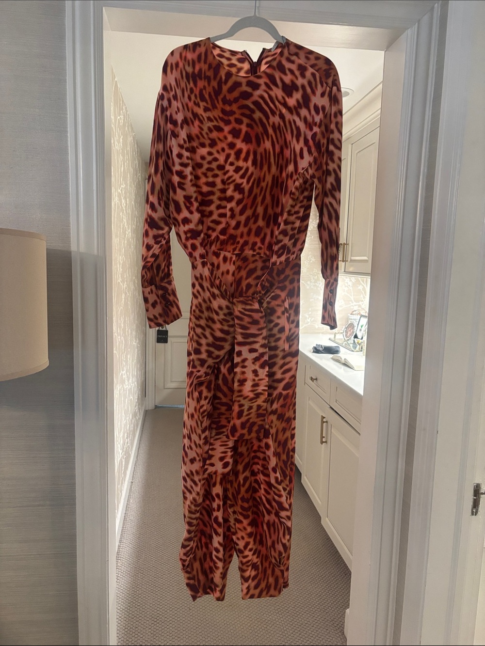 Stella McCartney Red and Brown Leopard Print Jumpsuit